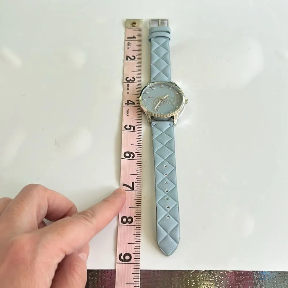 Working! Juicy Couture Rhinestone Accent Quilted Vegan Leather Band Watch
